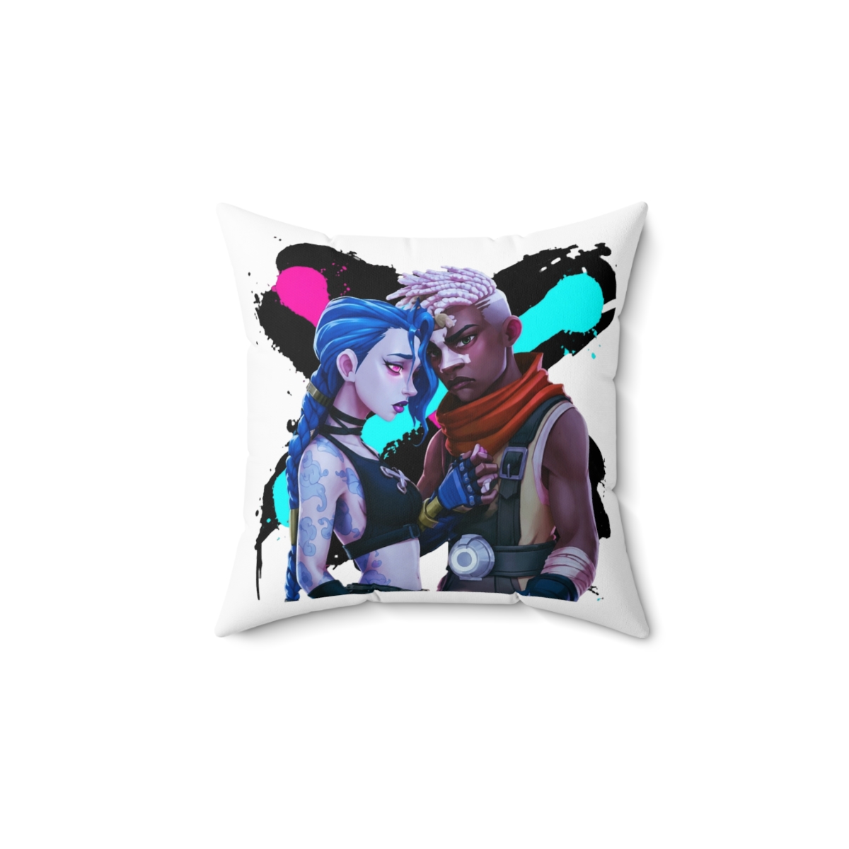 Jinx Ekko Arcane Movies Riot League Of Legends Throw Pillow - alternate angle 1, merchandise